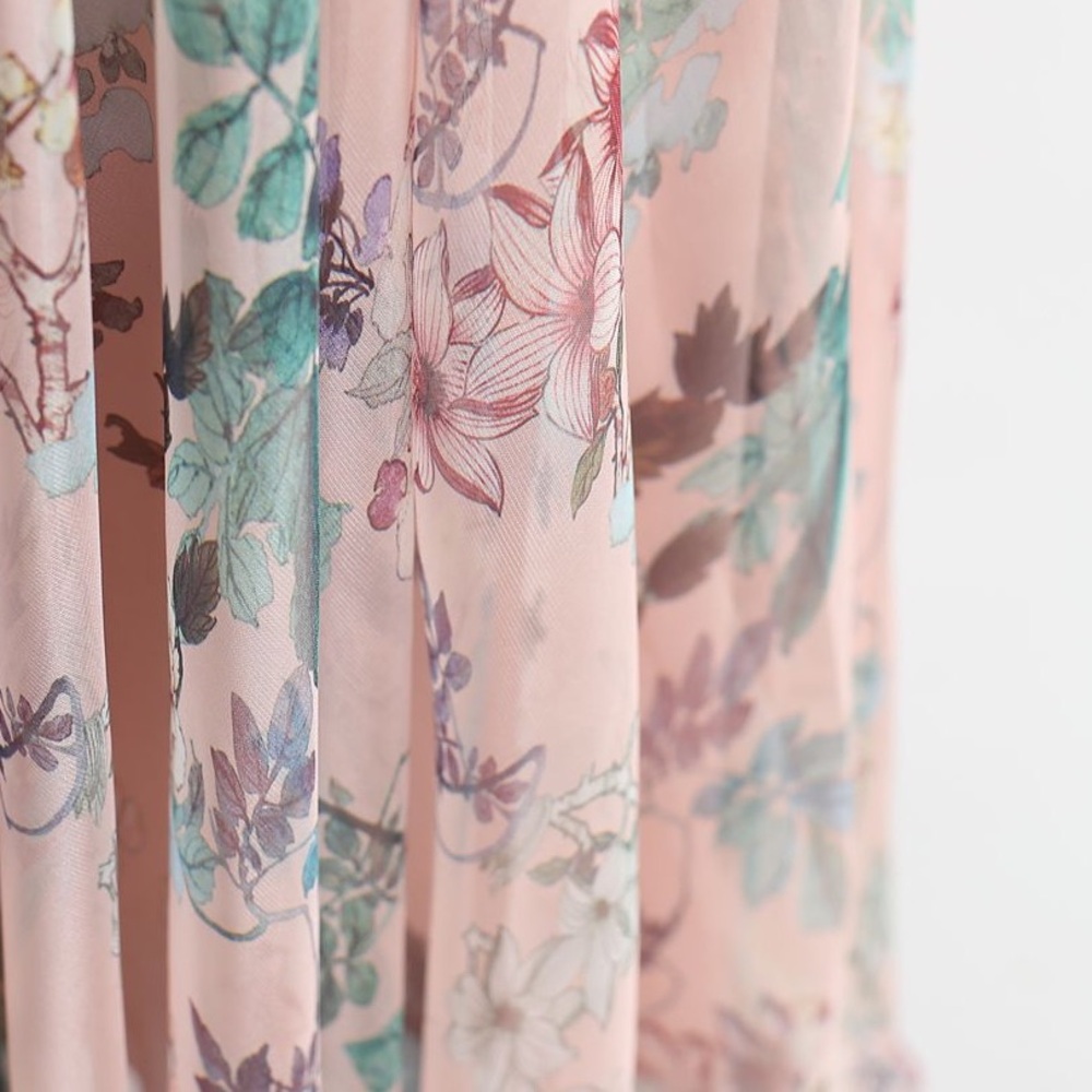 ChicWish Plus Pinky Blossom Watercolor Floral Chiffon Maxi Skirt - Picture 3 of 8